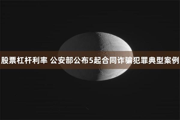 股票杠杆利率 公安部公布5起合同诈骗犯罪典型案例