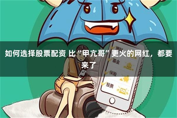 如何选择股票配资 比“甲亢哥”更火的网红，都要来了