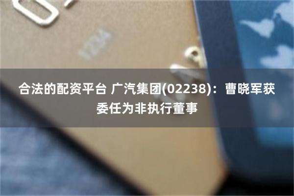 合法的配资平台 广汽集团(02238):曹晓军获委任为非执行董事