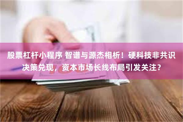 股票杠杆小程序 智谱与源杰相析！硬科技非共识决策兑现，资本市场长线布局引发关注？