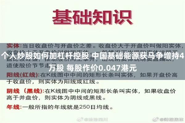 个人炒股如何加杠杆控股 中国基础能源获马争增持4万股 每股作价0.047港元