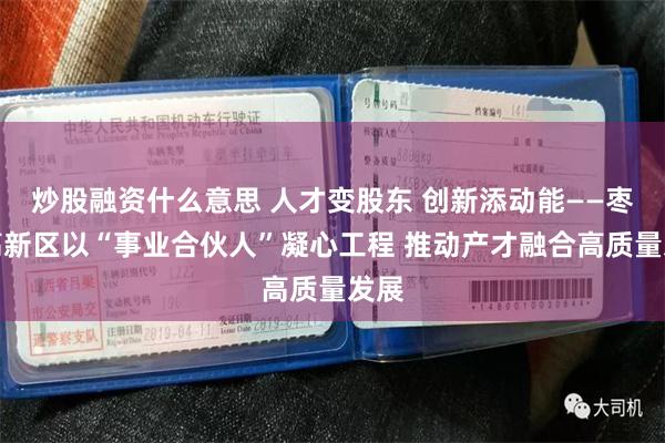 炒股融资什么意思 人才变股东 创新添动能——枣庄高新区以“事业合伙人”凝心工程 推动产才融合高质量发展