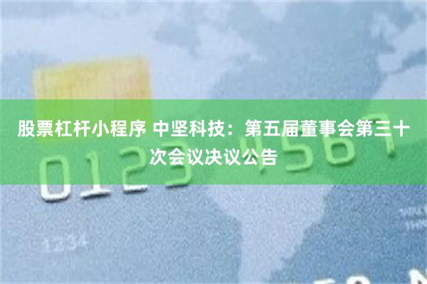 股票杠杆小程序 中坚科技：第五届董事会第三十次会议决议公告